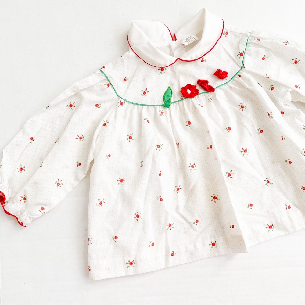 Vintage Peter Pan collar flower top button back 4t